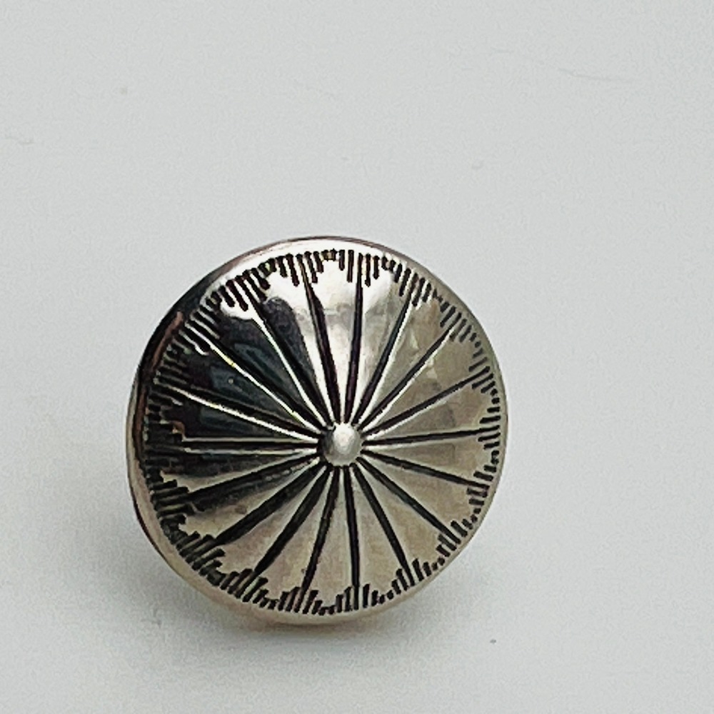 Mens Silver‎ Sunburst Lapel Pin Tie Tack Round Disk with Chain Accessory Vintage